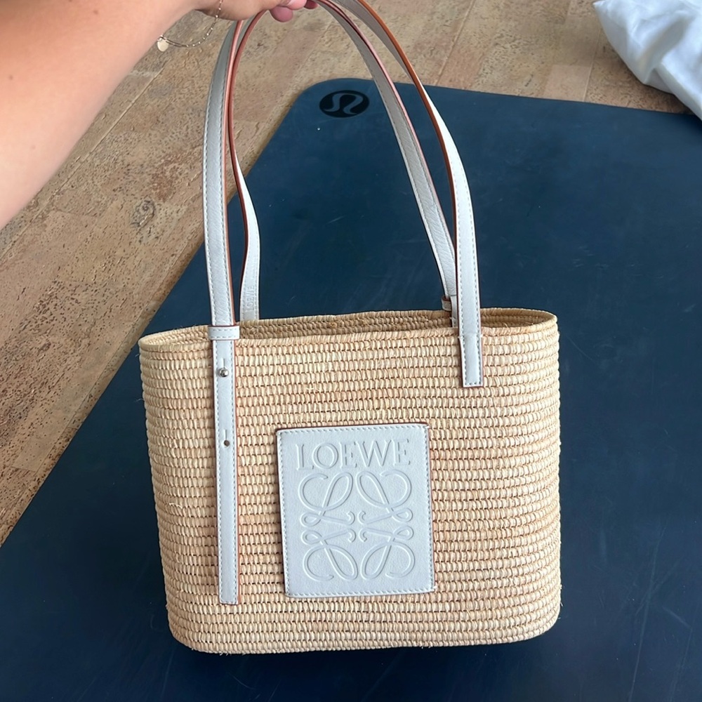 Loewe small raffia tote